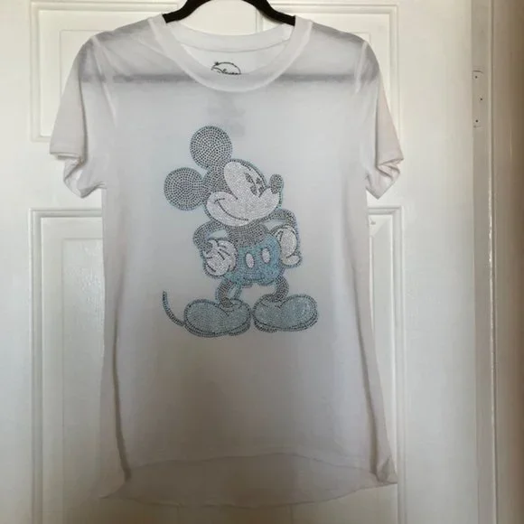 DIsney Rhinestone Mickey Hi-Lo Top- Silver, Blue, Black - Sz M - NWOT - Picture 2 of 5